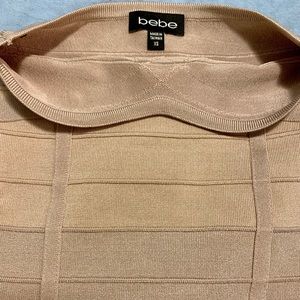 Bebe Strapless Tan Ombre Bodycon Dress